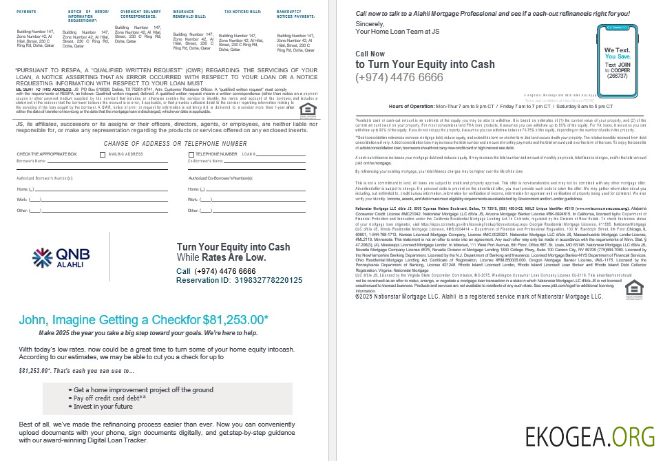 Relevé hypothécaire de la banque Qatar QNB Alahli aux formats Word et PDF 3, 4